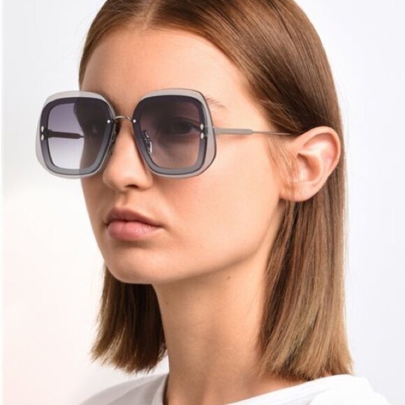 Isabel Marant IM 0047/S 0DYG 9O Sunglasses Yellow Geometric Frame, Smoke Lenses main image 8